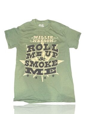 Willie Nelson "Roll Me Up & Smoke Me" Graphic Tee - Green Unisex
